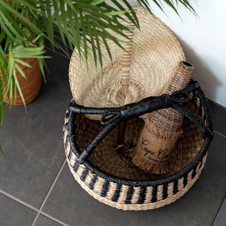 カゴ 収納 バスケット 持ち手付き カゴバッグ Mサイズ シーグラス製 ラウンドバスケット 収納ボックス かご収納 アジアン おしゃれ 51194 | ブランド登録なし | 08