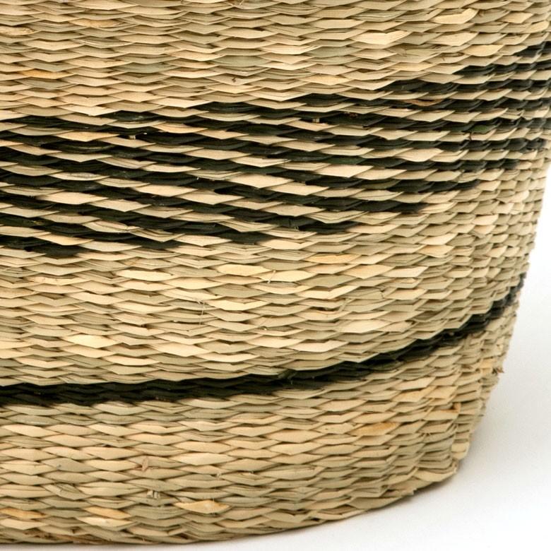 カゴ 収納 バスケット 持ち手付き カゴバッグ オーバル型 ライン柄 シーグラス製 収納ボックス かご収納 アジアン おしゃれ 51199 | ブランド登録なし | 12