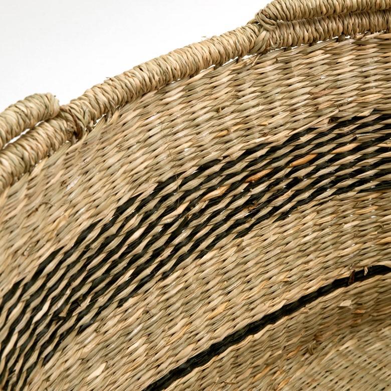 カゴ 収納 バスケット 持ち手付き カゴバッグ オーバル型 ライン柄 シーグラス製 収納ボックス かご収納 アジアン おしゃれ 51199 | ブランド登録なし | 15