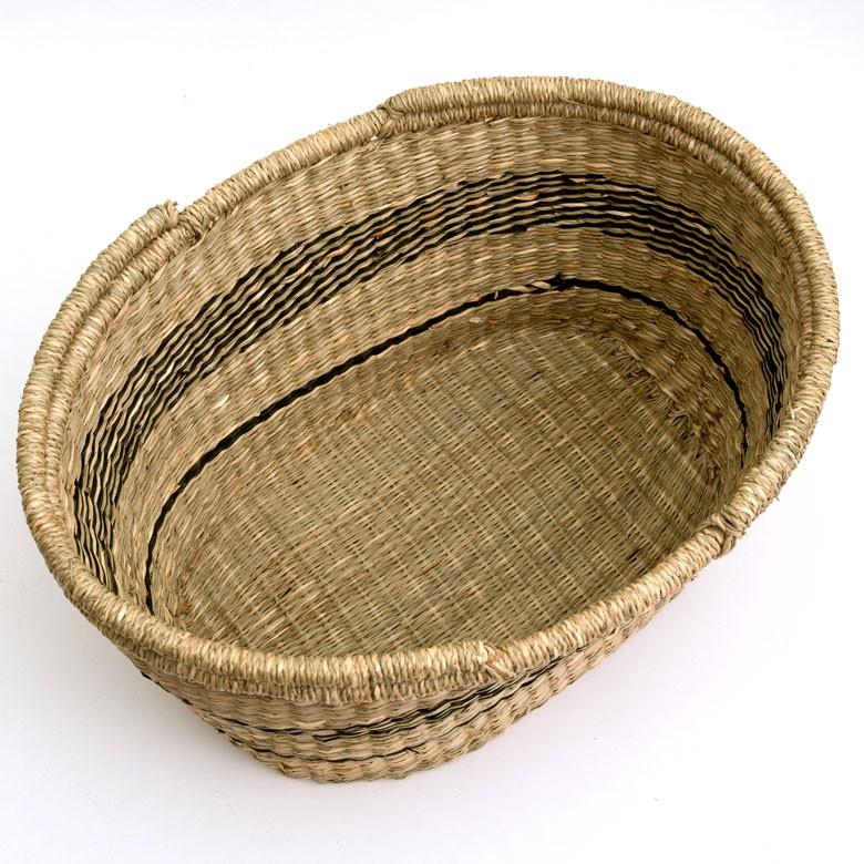 カゴ 収納 バスケット 持ち手付き カゴバッグ オーバル型 ライン柄 シーグラス製 収納ボックス かご収納 アジアン おしゃれ 51199 | ブランド登録なし | 16