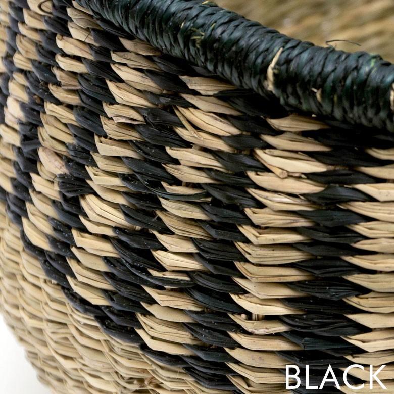 カゴ 収納 バスケット 持ち手付き カゴバッグ Lサイズ シーグラス製 ラウンドバスケット 収納ボックス かご収納 アジアン おしゃれ 5119 | ブランド登録なし | 03