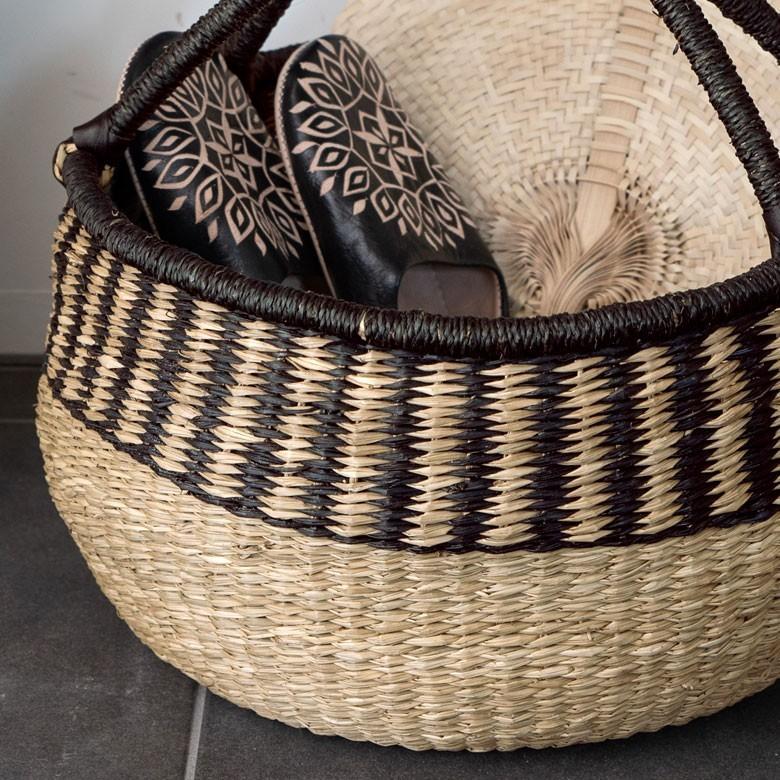 カゴ 収納 バスケット 持ち手付き カゴバッグ Lサイズ シーグラス製 ラウンドバスケット 収納ボックス かご収納 アジアン おしゃれ 5119 | ブランド登録なし | 13