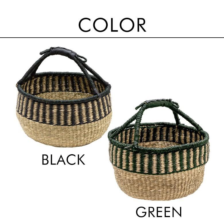 カゴ 収納 バスケット 持ち手付き カゴバッグ Lサイズ シーグラス製 ラウンドバスケット 収納ボックス かご収納 アジアン おしゃれ 5119 | ブランド登録なし | 18