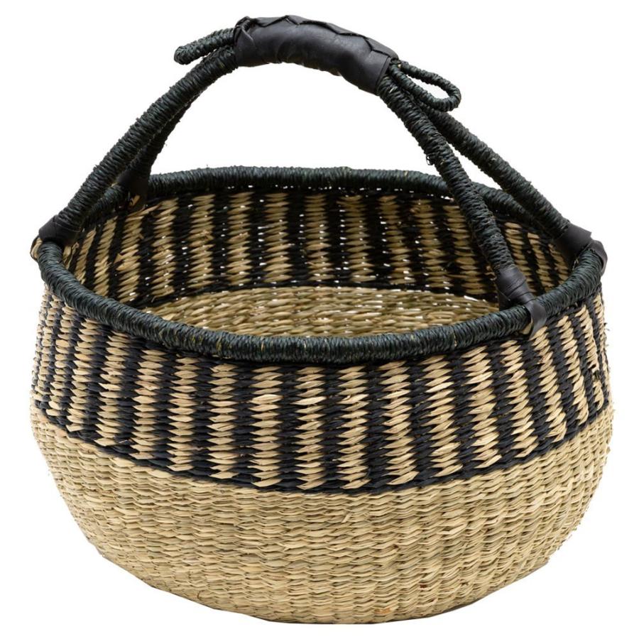 カゴ 収納 バスケット 持ち手付き カゴバッグ Lサイズ シーグラス製 ラウンドバスケット 収納ボックス かご収納 アジアン おしゃれ 5119 | ブランド登録なし | 21
