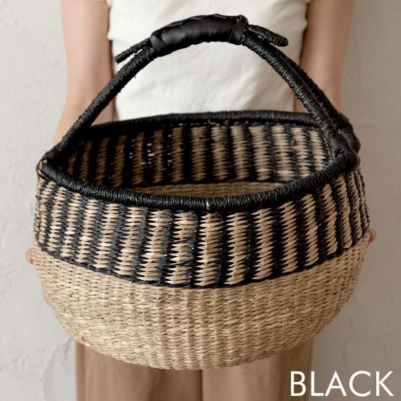 カゴ 収納 バスケット 持ち手付き カゴバッグ Lサイズ シーグラス製 ラウンドバスケット 収納ボックス かご収納 アジアン おしゃれ 5119 | ブランド登録なし | 04