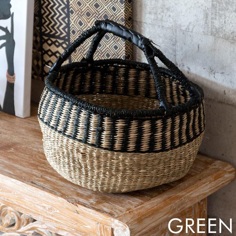 カゴ 収納 バスケット 持ち手付き カゴバッグ Lサイズ シーグラス製 ラウンドバスケット 収納ボックス かご収納 アジアン おしゃれ 5119 | ブランド登録なし | 06