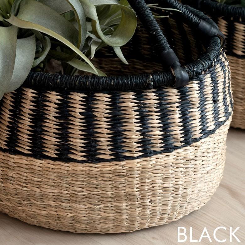 カゴ 収納 バスケット 持ち手付き カゴバッグ Lサイズ シーグラス製 ラウンドバスケット 収納ボックス かご収納 アジアン おしゃれ 5119 | ブランド登録なし | 08