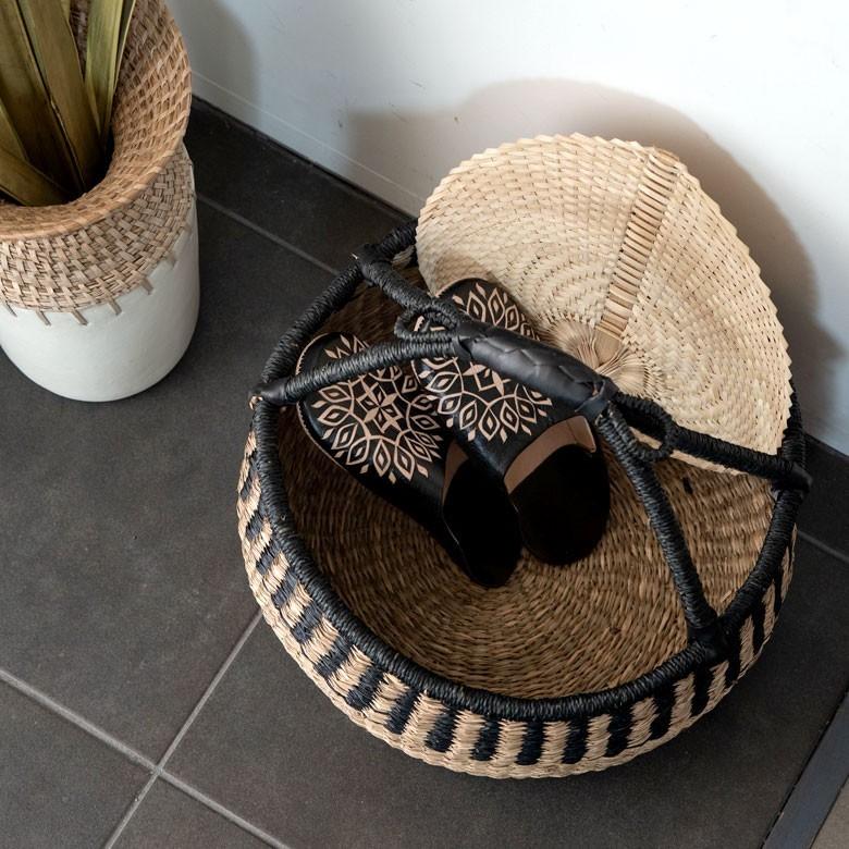 カゴ 収納 バスケット 持ち手付き カゴバッグ Lサイズ シーグラス製 ラウンドバスケット 収納ボックス かご収納 アジアン おしゃれ 5119 | ブランド登録なし | 10