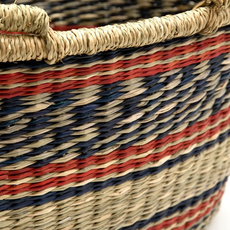 カゴ 収納 バスケット 持ち手付き カゴバッグ オーバル型 ミックス柄 シーグラス製 収納ボックス かご収納 アジアン おしゃれ 51201 | ブランド登録なし | 01