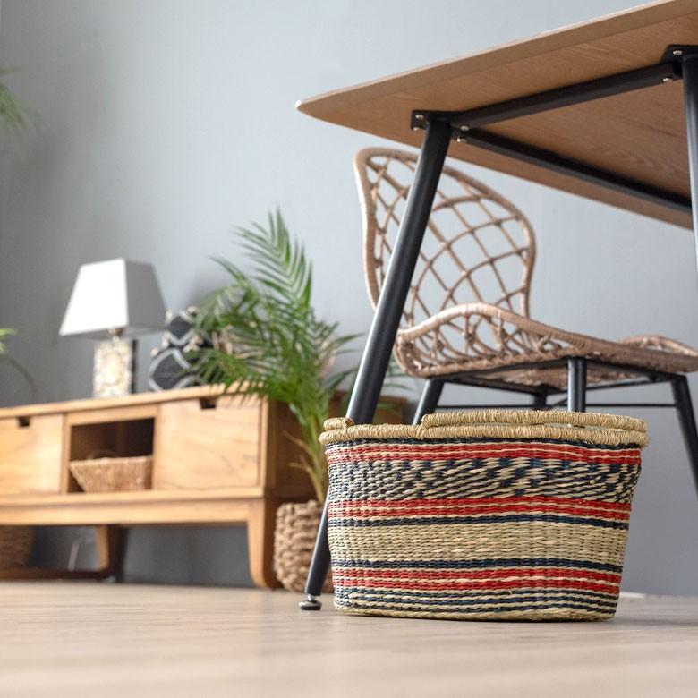 カゴ 収納 バスケット 持ち手付き カゴバッグ オーバル型 ミックス柄 シーグラス製 収納ボックス かご収納 アジアン おしゃれ 51201 | ブランド登録なし | 10