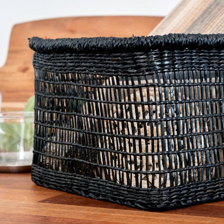 バスケット かご シーグラス 透かし編みバスケット ブラック Mサイズ 幅22cm スクエア 透かし編み 小物収納 かご かごバスケット 収納かご アジアン雑貨 51214 | ブランド登録なし | 11