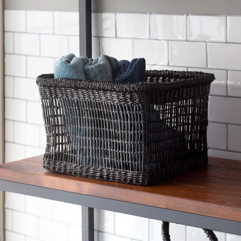 バスケット かご シーグラス 透かし編みバスケット ブラック Mサイズ 幅22cm スクエア 透かし編み 小物収納 かご かごバスケット 収納かご アジアン雑貨 51214 | ブランド登録なし | 14