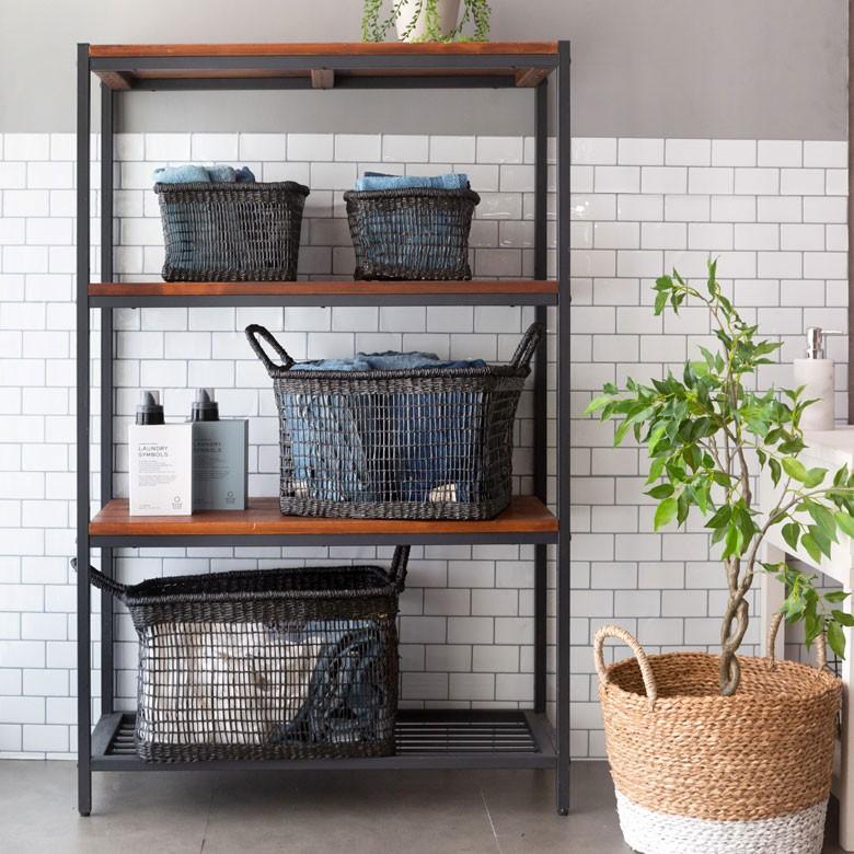 バスケット かご シーグラス 透かし編みバスケット ブラック Mサイズ 幅22cm スクエア 透かし編み 小物収納 かご かごバスケット 収納かご アジアン雑貨 51214 | ブランド登録なし | 07