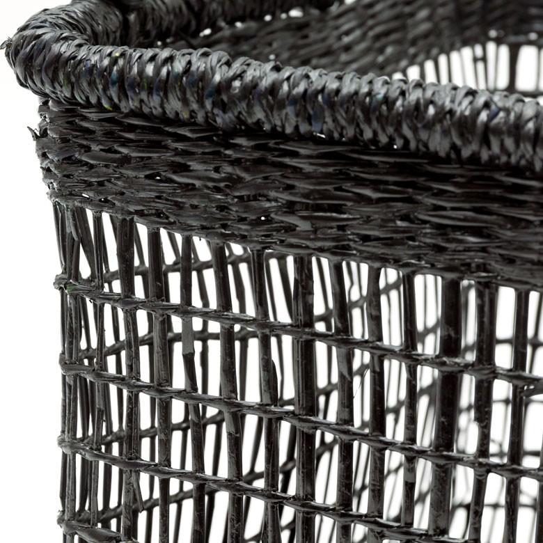 ELEMENTS バスケット かご シーグラス 透かし編みバスケット ブラック