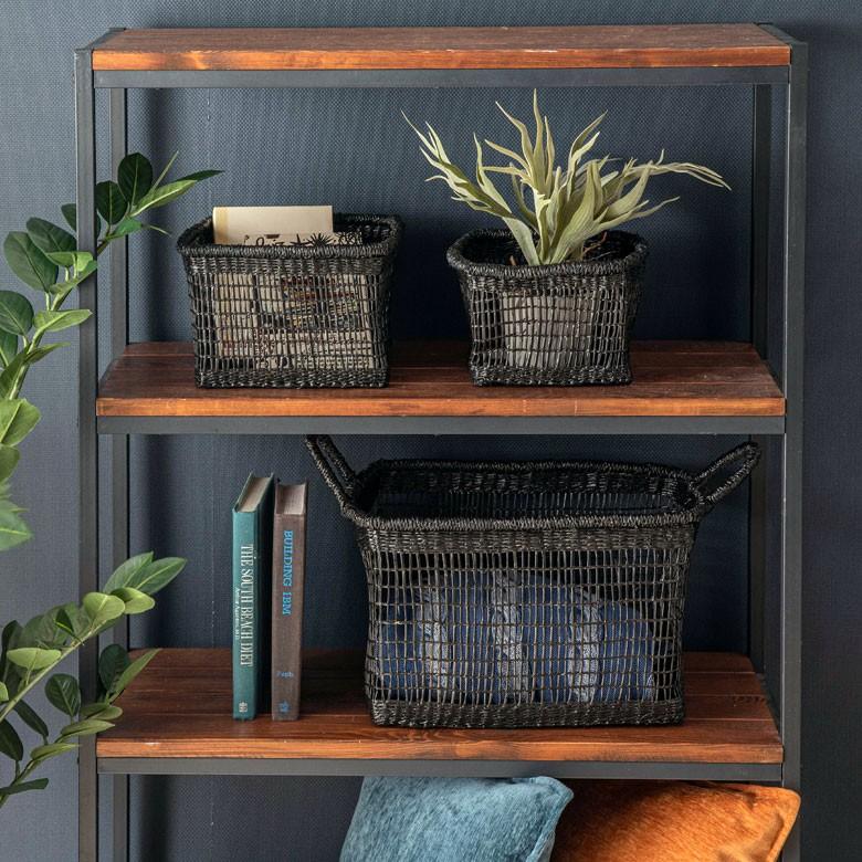 バスケット かご シーグラス 透かし編みバスケット ブラック Lサイズ 幅40cm スクエア 透かし編み 小物収納 かご かごバスケット 収納かご アジアン雑貨 51215 | ELEMENTS（インテリア） | 14