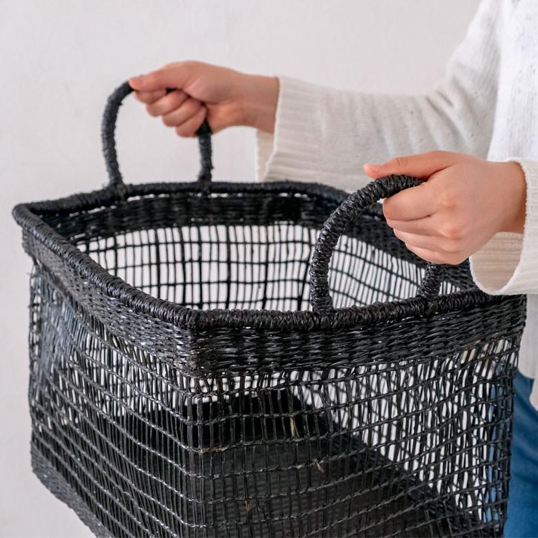 バスケット かご シーグラス 透かし編みバスケット ブラック XLサイズ 幅47cm スクエア 透かし編み 小物収納 かご かごバスケット 収納かご アジアン雑貨 51216 | ELEMENTS（インテリア） | 14