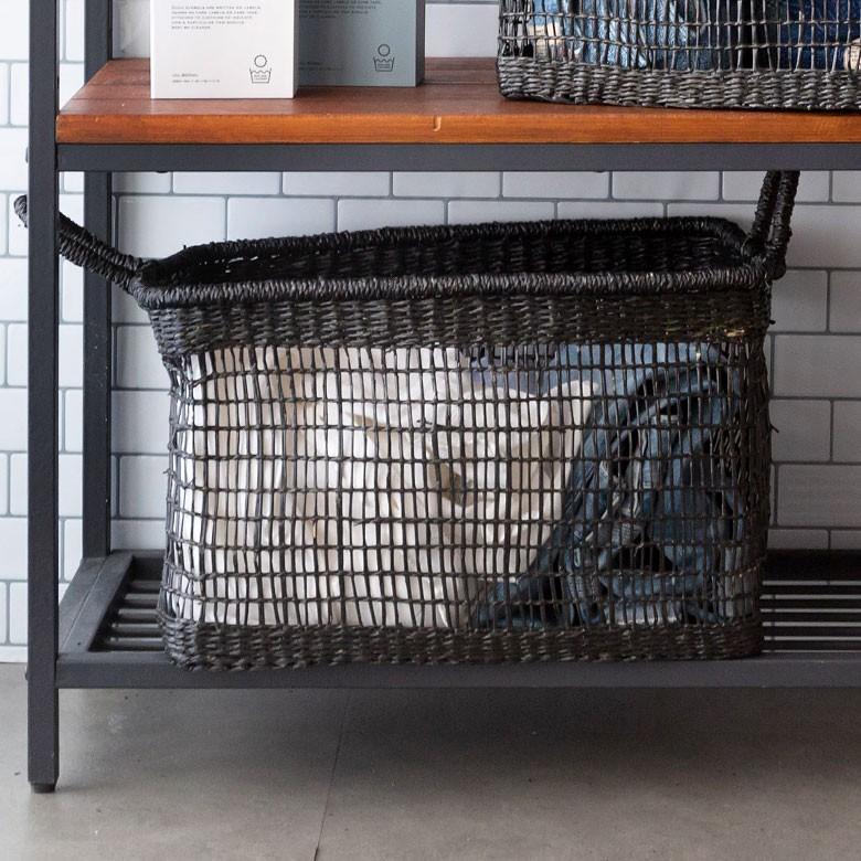 バスケット かご シーグラス 透かし編みバスケット ブラック XLサイズ 幅47cm スクエア 透かし編み 小物収納 かご かごバスケット 収納かご アジアン雑貨 51216 | ELEMENTS（インテリア） | 04