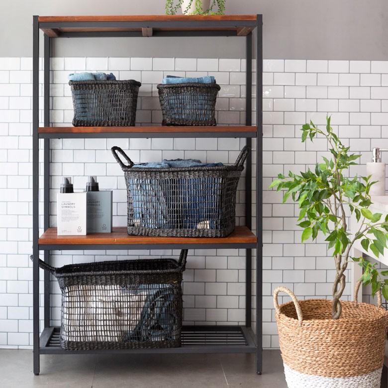 バスケット かご シーグラス 透かし編みバスケット ブラック XLサイズ 幅47cm スクエア 透かし編み 小物収納 かご かごバスケット 収納かご アジアン雑貨 51216 | ELEMENTS（インテリア） | 06