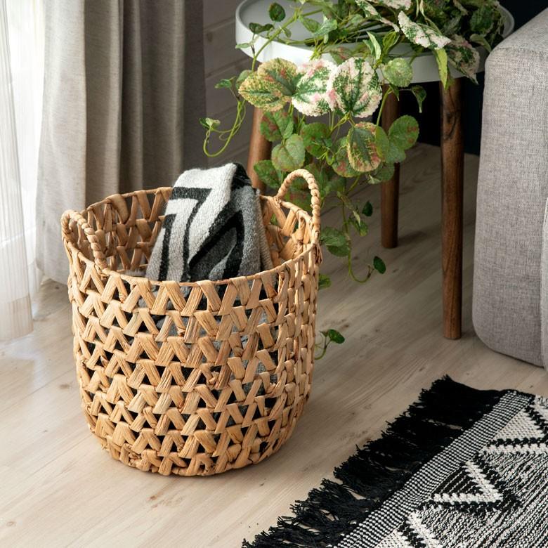 ELEMENTS バスケット かご ウォーターヒヤシンスで編まれた透かし編み