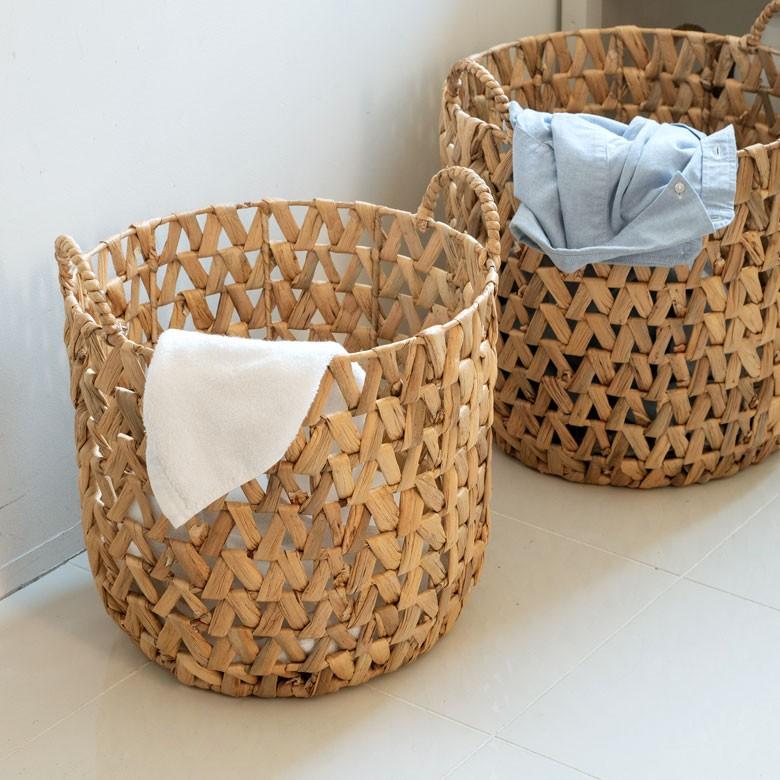 ELEMENTS バスケット かご ウォーターヒヤシンスで編まれた透かし編み