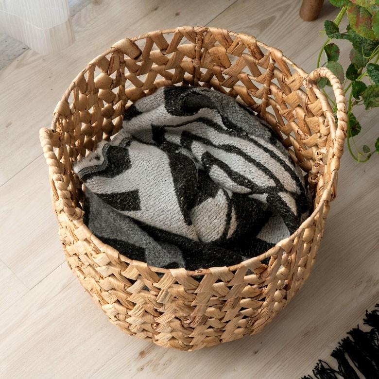 ELEMENTS バスケット かご ウォーターヒヤシンスで編まれた透かし編み