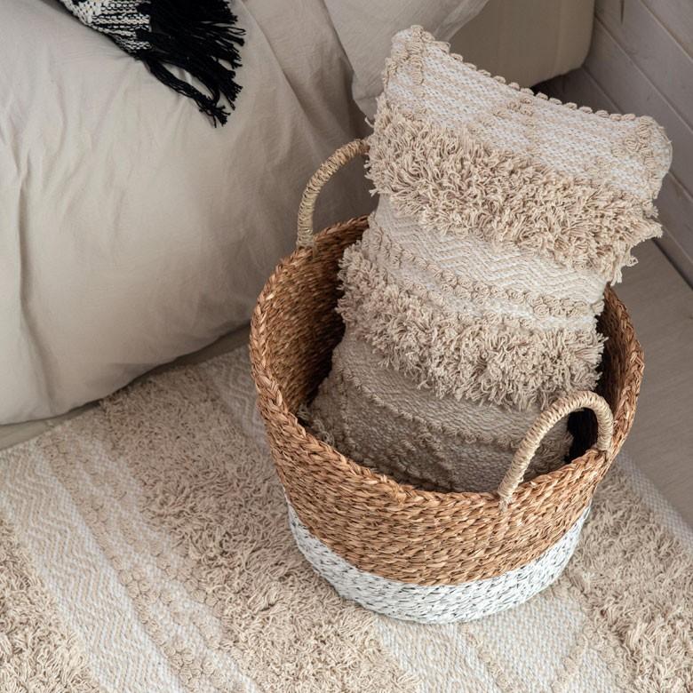 バスケット かご バイカラーバスケット シーグラス 持ち手つき Sサイズ ナチュラル ホワイト ランドリーバスケット カゴ 籠 収納バスケット 51219 | ELEMENTS（インテリア） | 12