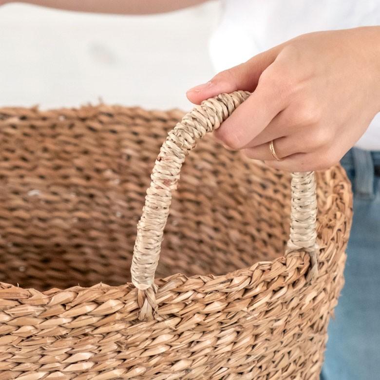 バスケット かご バイカラーバスケット シーグラス 持ち手つき Sサイズ ナチュラル ホワイト ランドリーバスケット カゴ 籠 収納バスケット 51219 | ELEMENTS（インテリア） | 13