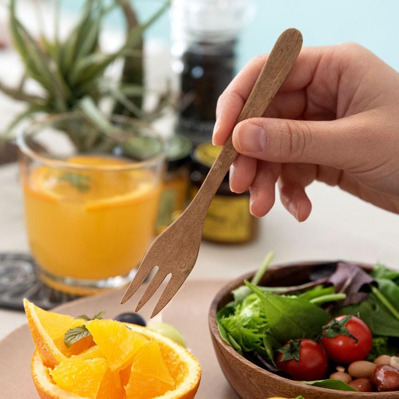 デザートフォーク フォーク 育てる木のカトラリー 天然木 ロンガンウッド 竜眼 無塗装 ハンドメイド キッチン  おしゃれ アジアン インテリア 雑貨 51227 | ブランド登録なし | 01