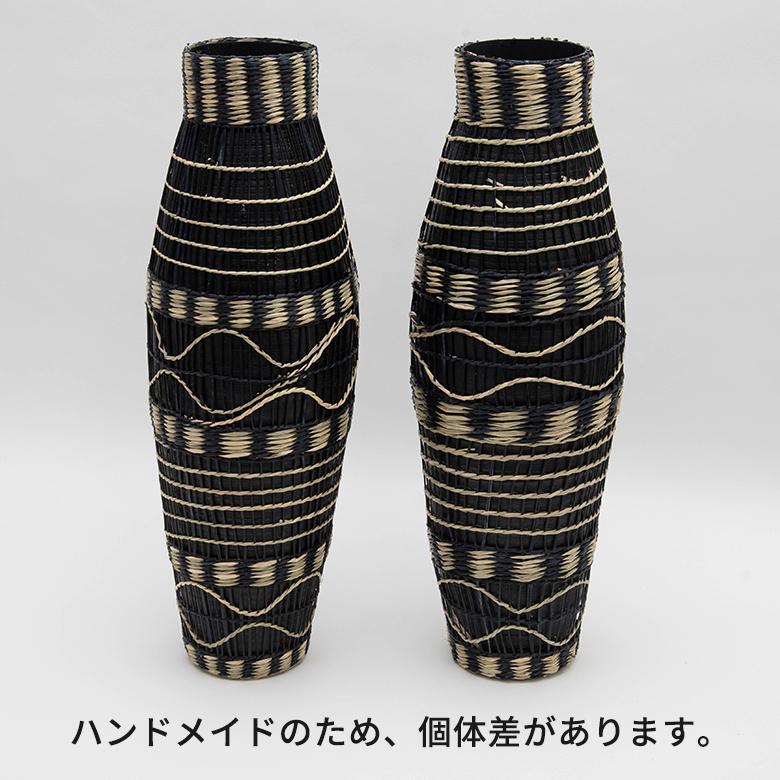 フラワーベース バンブー製 シーグラス製 水入れ不可 壺型 花瓶 花びん 花器 ドライフラワー アートプランツ フェイクグリーン BOHO トライバル 51231 | ブランド登録なし | 14