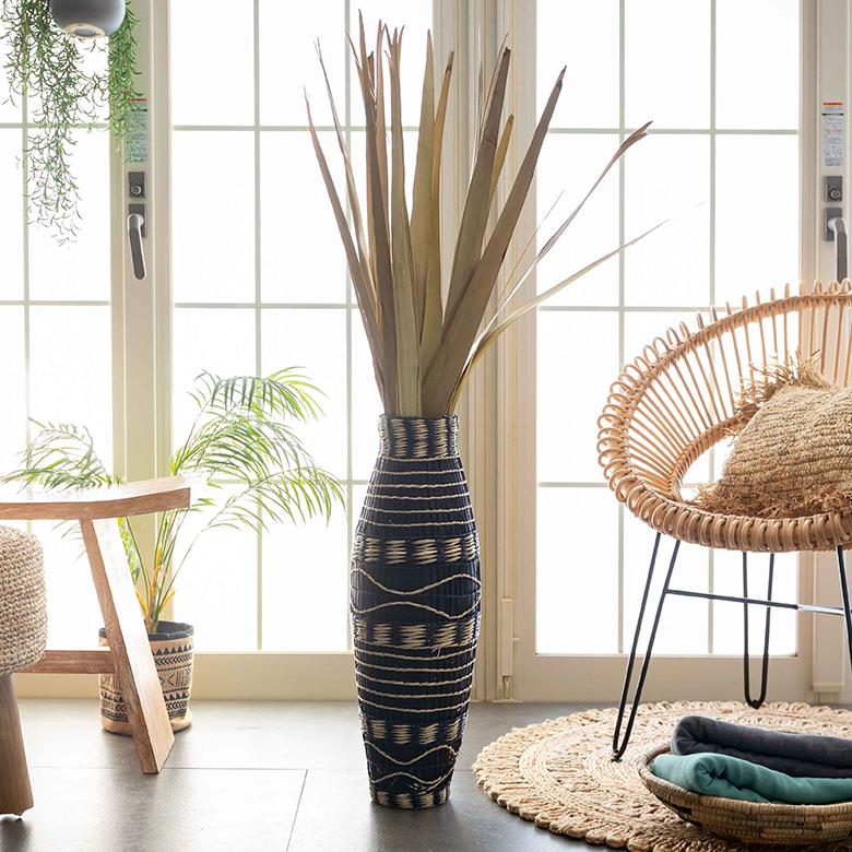 フラワーベース バンブー製 シーグラス製 水入れ不可 壺型 花瓶 花びん