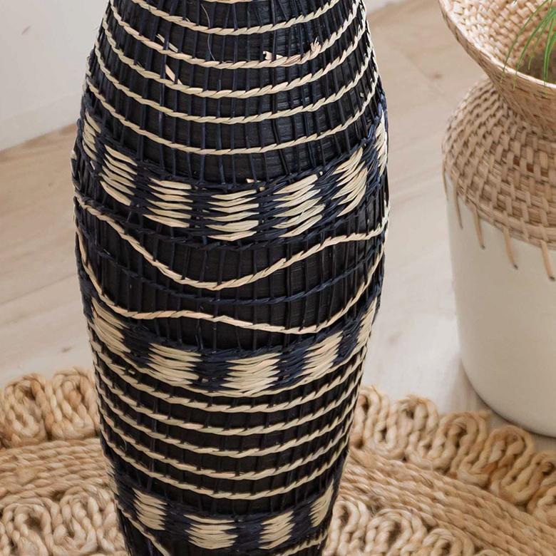 フラワーベース バンブー製 シーグラス製 水入れ不可 壺型 花瓶 花びん 花器 ドライフラワー アートプランツ フェイクグリーン BOHO トライバル 51231 | ブランド登録なし | 04