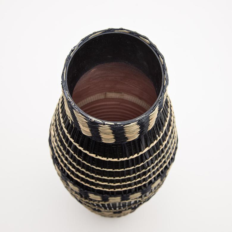 フラワーベース バンブー製 シーグラス製 水入れ不可 壺型 花瓶 花びん 花器 ドライフラワー アートプランツ フェイクグリーン BOHO トライバル 51231 | ブランド登録なし | 09