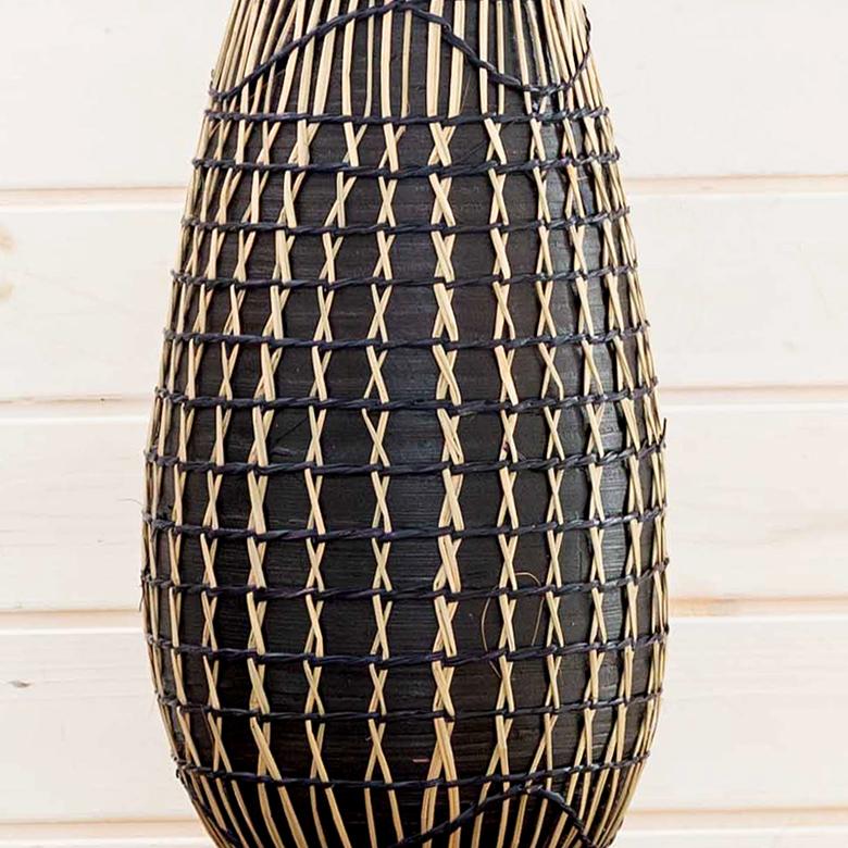 フラワーベース バンブー製 シーグラス製 水入れ不可 壺型 花瓶 花びん 花器 ドライフラワー アートプランツ フェイクグリーン BOHO トライバル 51233 | ブランド登録なし | 01