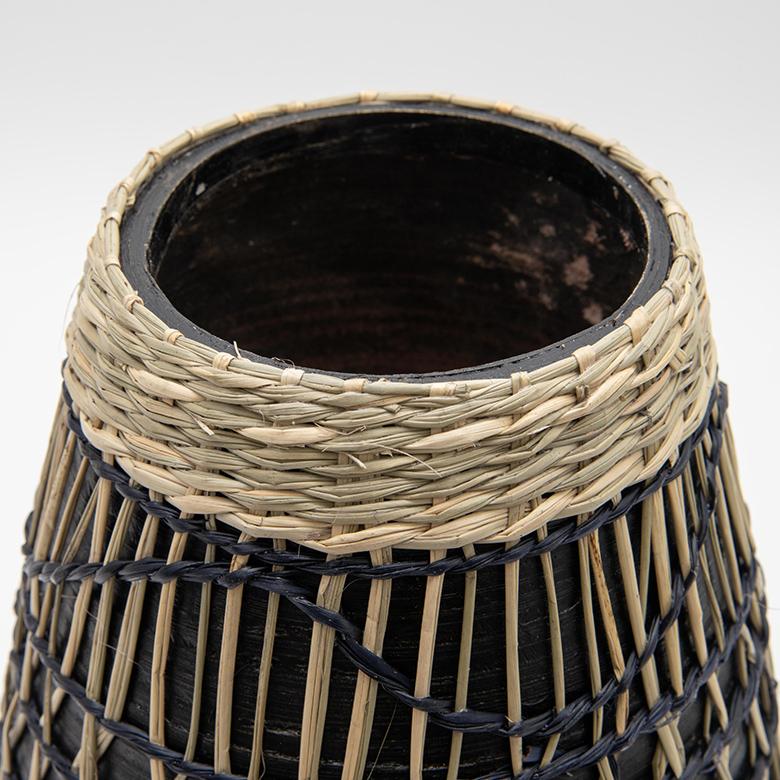 フラワーベース バンブー製 シーグラス製 水入れ不可 壺型 花瓶 花びん 花器 ドライフラワー アートプランツ フェイクグリーン BOHO トライバル 51233 | ブランド登録なし | 10