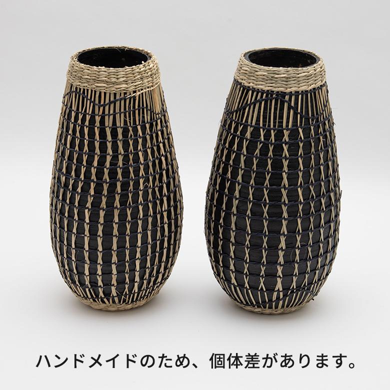 フラワーベース バンブー製 シーグラス製 水入れ不可 壺型 花瓶 花びん 花器 ドライフラワー アートプランツ フェイクグリーン BOHO トライバル 51233 | ブランド登録なし | 14