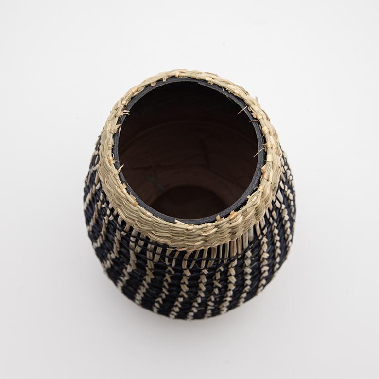 フラワーベース バンブー製 シーグラス製 水入れ不可 壺型 花瓶 花びん 花器 ドライフラワー アートプランツ フェイクグリーン BOHO トライバル 51233 | ブランド登録なし | 09