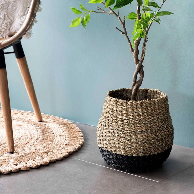 プランターカバー ゴミ箱 バスケット かご シーグラス Mサイズ ブラック 黒 収納バスケット 収納かご 小物入れ 51239 | ブランド登録なし | 13