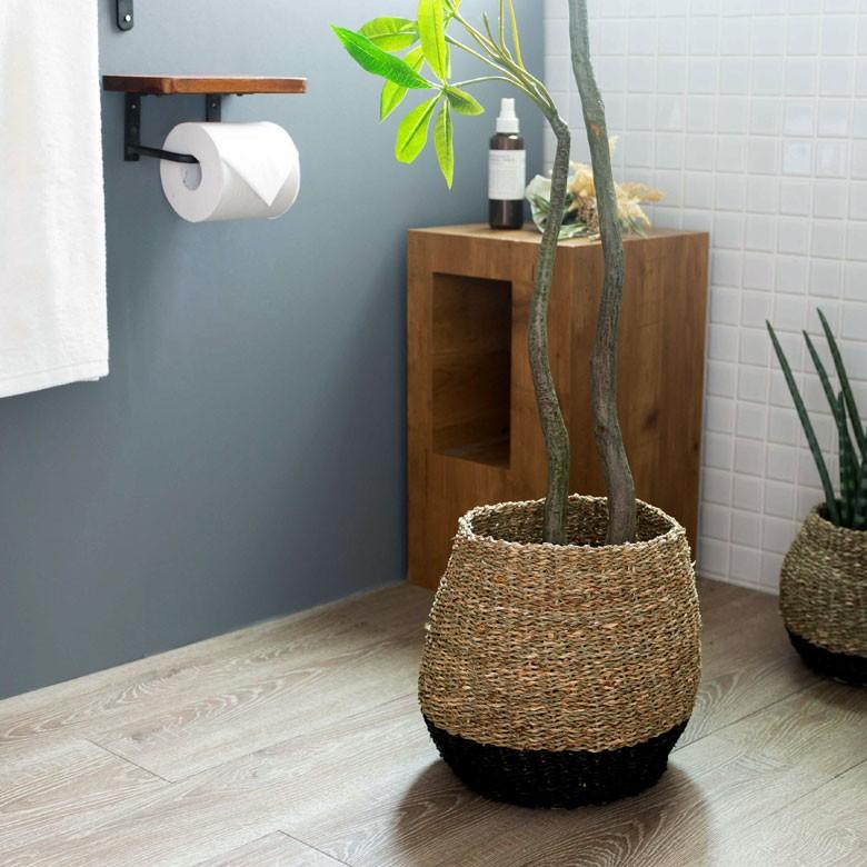 プランターカバー ゴミ箱 バスケット かご シーグラス Mサイズ ブラック 黒 収納バスケット 収納かご 小物入れ 51239 | ブランド登録なし | 08