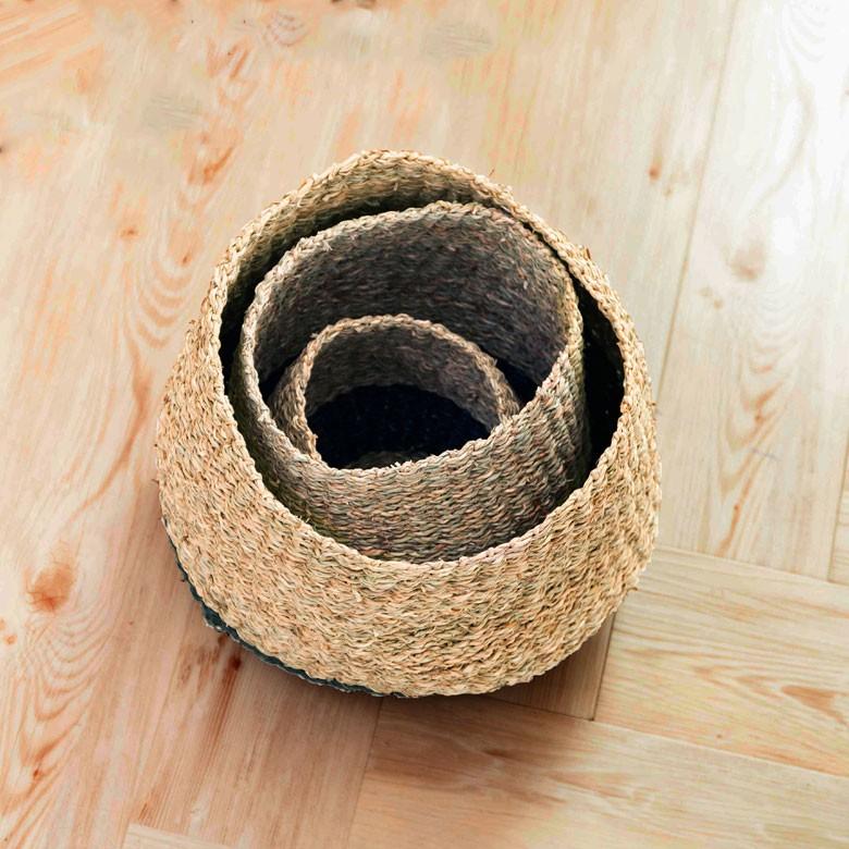 プランターカバー ゴミ箱 バスケット かご シーグラス Lサイズ ブラック 黒 収納バスケット 収納かご 小物入れ 51240 | ブランド登録なし | 10