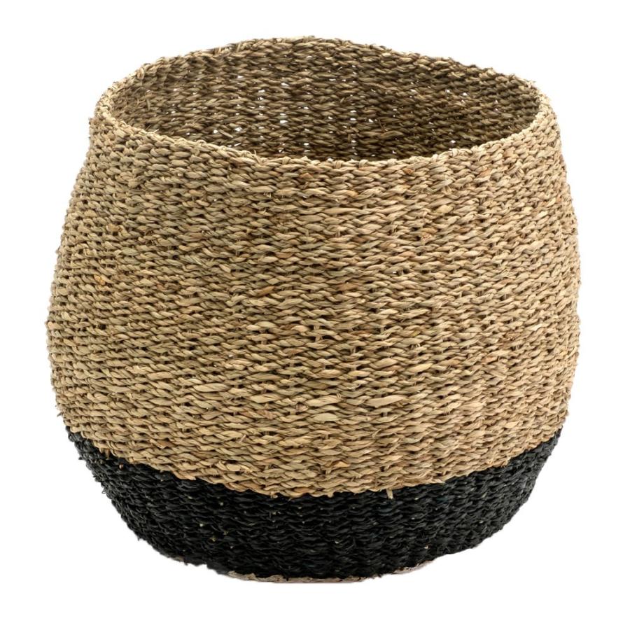 プランターカバー ゴミ箱 バスケット かご シーグラス Lサイズ ブラック 黒 収納バスケット 収納かご 小物入れ 51240 | ブランド登録なし | 16