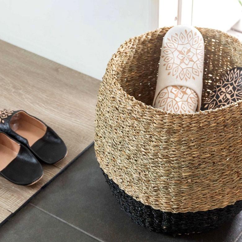 プランターカバー ゴミ箱 バスケット かご シーグラス Lサイズ ブラック 黒 収納バスケット 収納かご 小物入れ 51240 | ブランド登録なし | 04