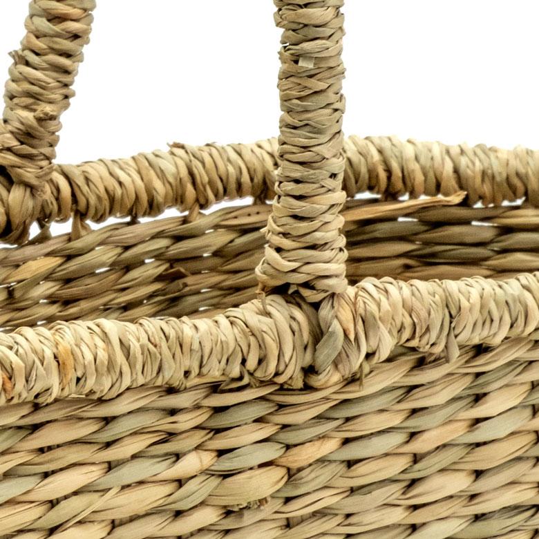 カゴ 収納 バスケット 持ち手付き カゴバッグ Lサイズ シーグラス製 ラウンドバスケット トライバル柄 かご収納 アジアン おしゃれ 51241 | ブランド登録なし | 14