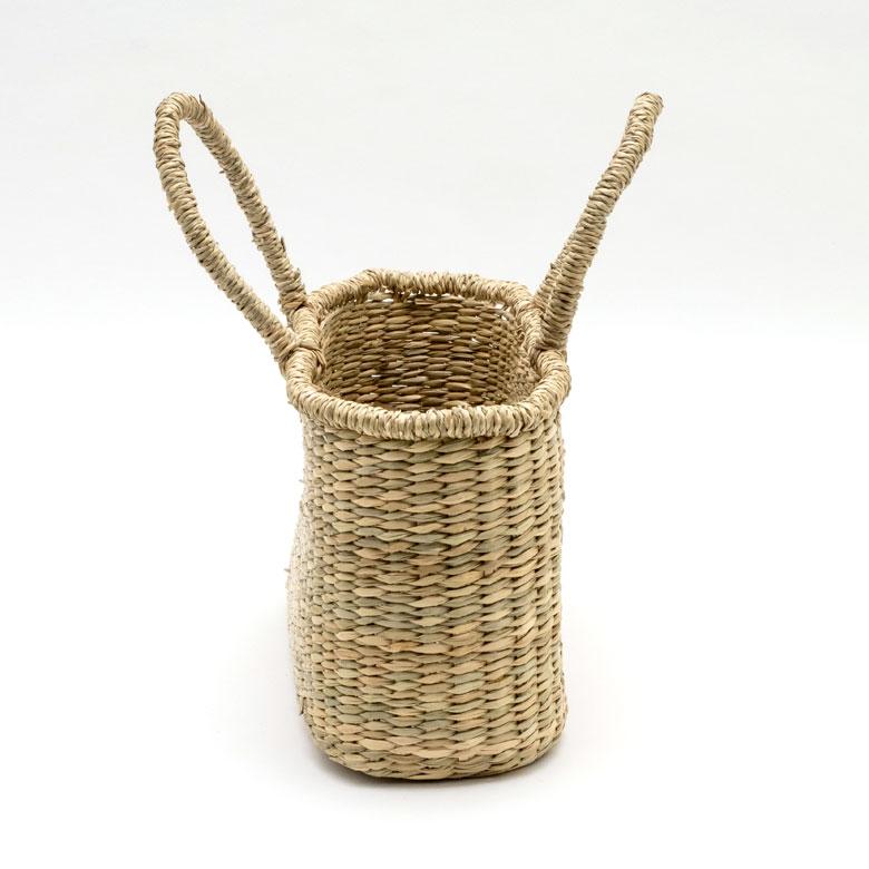 カゴ 収納 バスケット 持ち手付き カゴバッグ Lサイズ シーグラス製 ラウンドバスケット トライバル柄 かご収納 アジアン おしゃれ 51241 | ブランド登録なし | 15