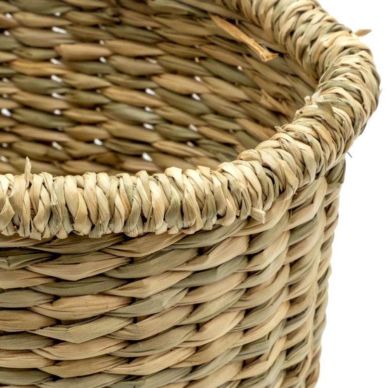 カゴ 収納 バスケット 持ち手付き カゴバッグ Lサイズ シーグラス製 ラウンドバスケット トライバル柄 かご収納 アジアン おしゃれ 51241 | ブランド登録なし | 02