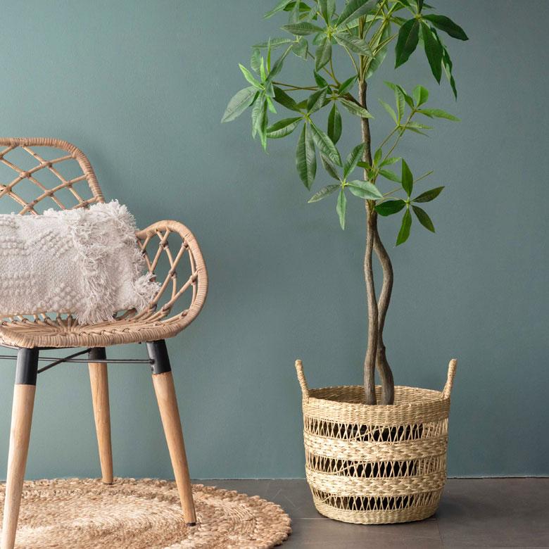 かご バスケット シーグラス製 天然素材 収納 持ち手 プランターカバー カゴ 籠 収納バスケット ランドリーバスケット 荷物入れ 見せる収納 ハンドル 丸形 51244 | ブランド登録なし | 05