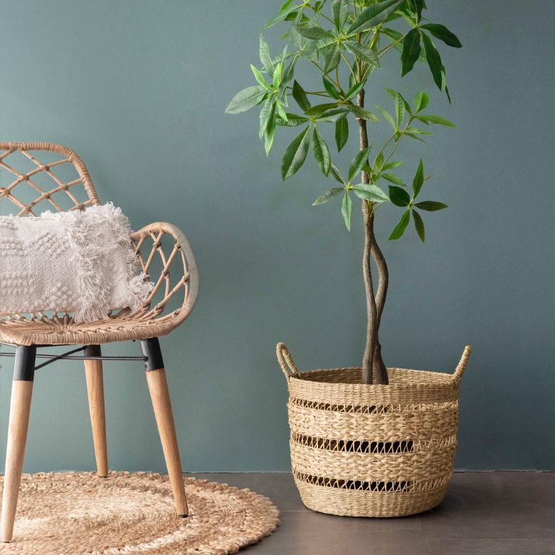 かご バスケット シーグラス製 天然素材 収納  持ち手 プランターカバー カゴ 収納バスケット ランドリーバスケット  荷物入れ 見せる収納 ハンドル 丸形 51245 | ブランド登録なし | 05