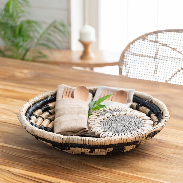 壁飾り ウォールデコレーション シーグラス製 壁掛け トレイ トレー BOHO トライバル モダン アフリカン エスニック 収納 バスケット 51247 | ブランド登録なし | 02