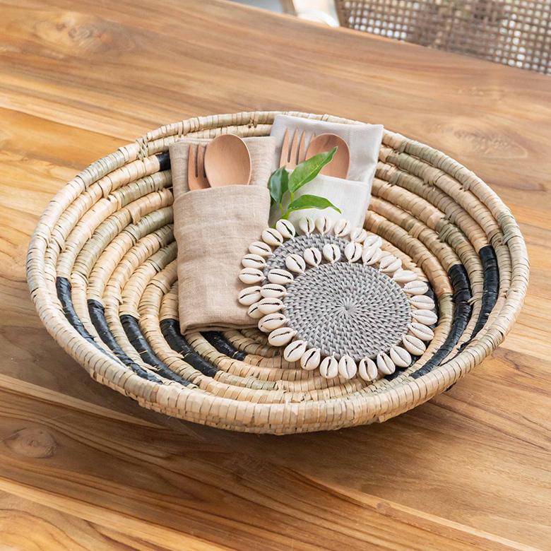 壁飾り ウォールデコレーション シーグラス製 壁掛け トレイ トレー BOHO トライバル モダン アフリカン エスニック 収納 バスケット 51248 | ブランド登録なし | 04