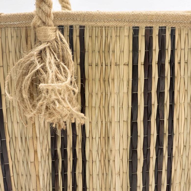 バスケット かご シーグラス 持ち手つき スクエア ストライプ ブラック 黒 収納バスケット 収納かご ランドリーバスケット 51249 | ELEMENTS（インテリア） | 03