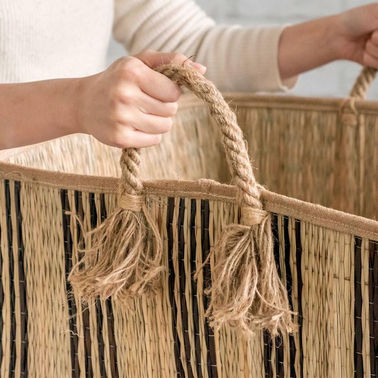 バスケット かご シーグラス 持ち手つき スクエア ストライプ ブラック 黒 収納バスケット 収納かご ランドリーバスケット 51249 | ELEMENTS（インテリア） | 14